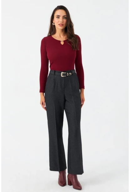 Kadın Antrasit Beli Lastikli Pantolon ELA6782
