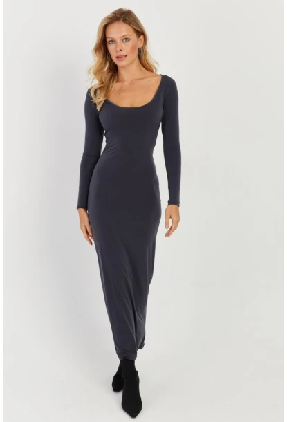 Kadın Antrasit Maxi Elbise MEN2008