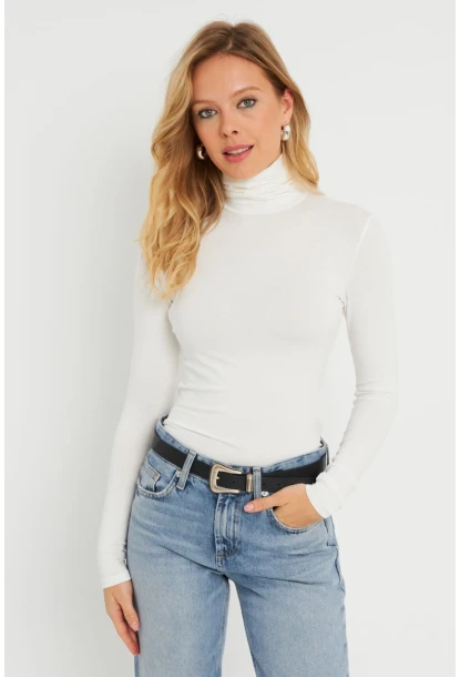 Kadın Balıkçı Bluz Beyaz AYD290