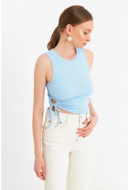 Kadın Bebe Mavi Yanı Büzülebilir Basic Bluz RSP329