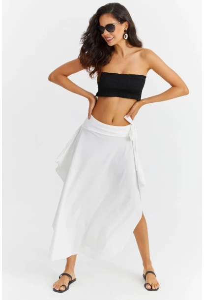 Kadın Beyaz Asımetrık Etek LV52