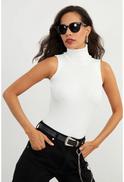 Kadın Beyaz Balıkçı Bluz YV97