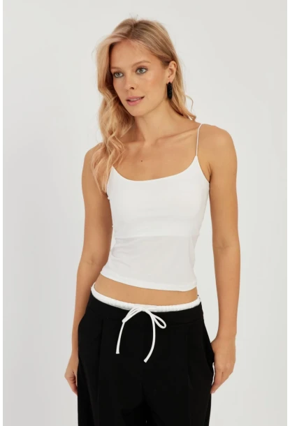 Kadın Beyaz İp Askılı Bluz GÇ154