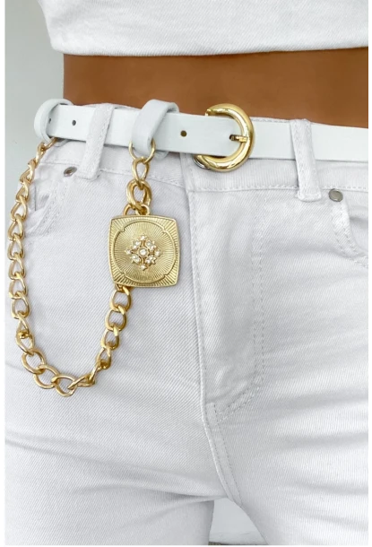 Kadın Beyaz Köstek Detaylı Kemer BE649