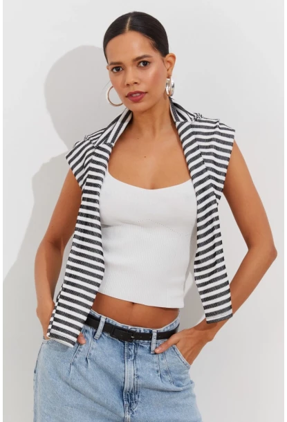 Kadın Beyaz Triko Atlet YV117