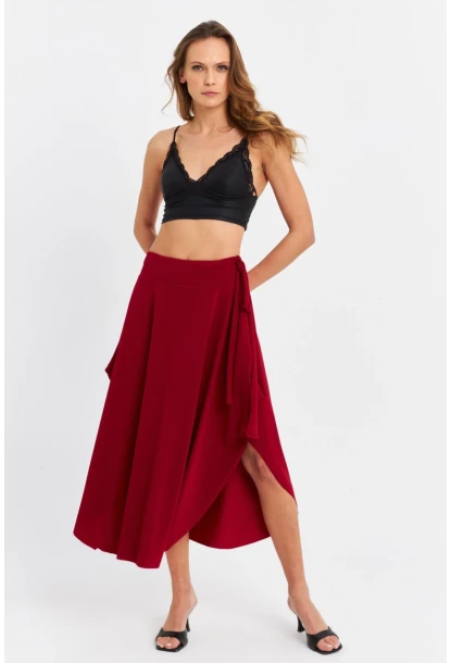 Kadın Bordo Asimetrık Etek LV52 LV52