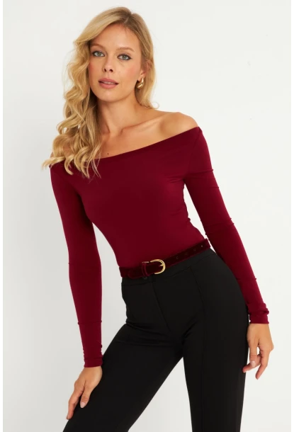 Kadın Bordo Bluz HOR13