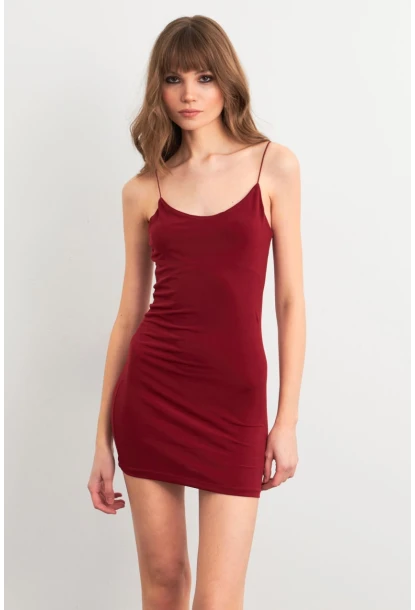 Kadın Bordo Maxi Elbise MEN2059