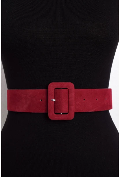 Kadın Bordo Süet Kemer BE206