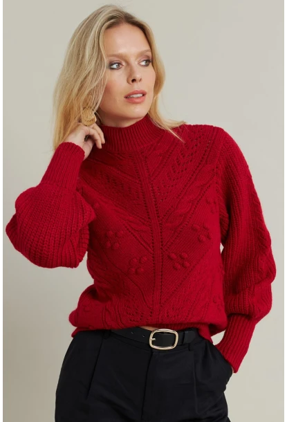 Kadın Bordo Triko Kazak MAYD18