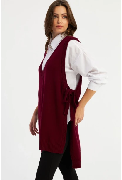 Kadın Bordo Triko Süveter MYV103