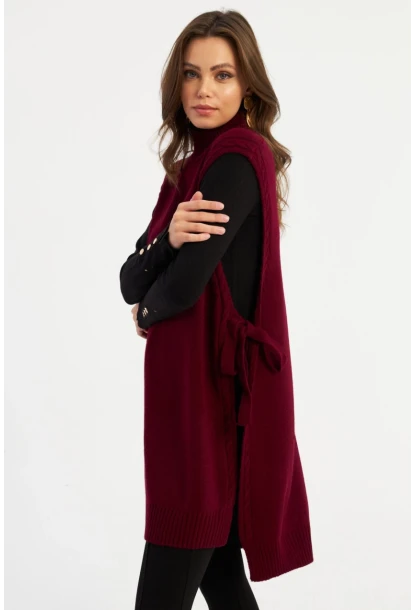 Kadın Bordo Uzun Triko Süveter MYV101