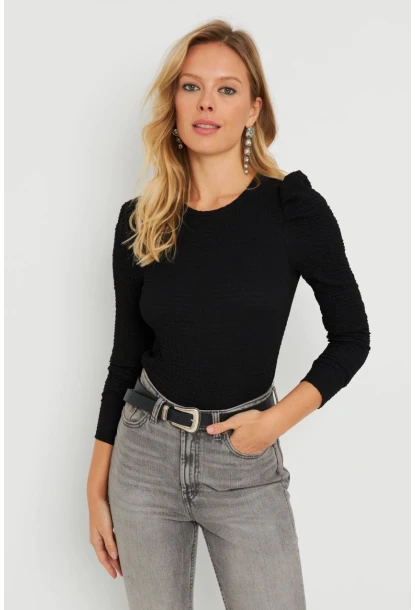 Kadın Bürümcük Bluz Siyah AYD284