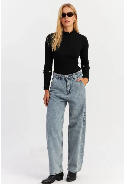 Kadın Buz Mavisi Baggy Pantolon AUR5