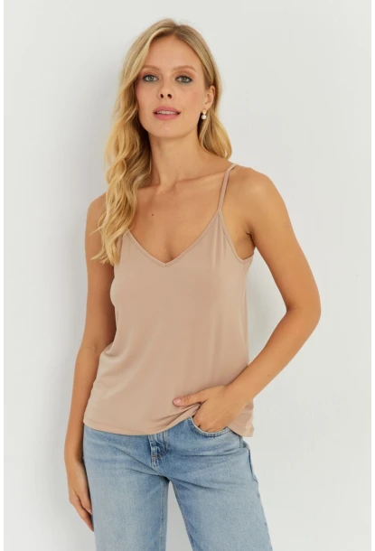 Kadın Camel Askılı Bluz AYD269