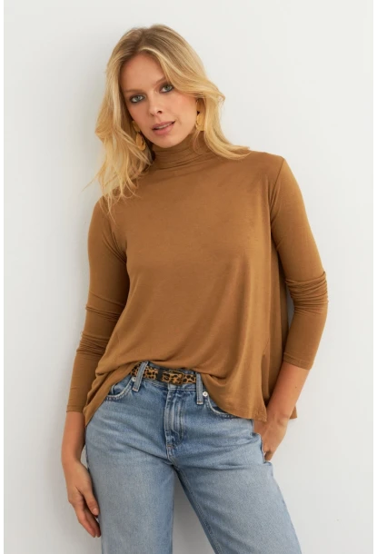 Kadın Camel Basic Balıkçı Yaka Bluz MKAZ501