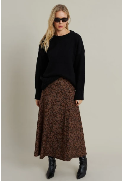 Kadın Camel Desenli Çan Etek MLON3007