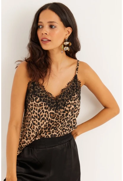 Kadın Camel-Siyah Dantelli Atlet LPP5008