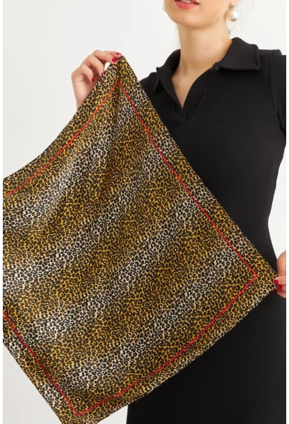 Kadın Camel-Siyah Saten Fular FİR100