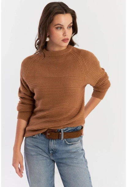 Kadın Camel Triko Kazak NUV39