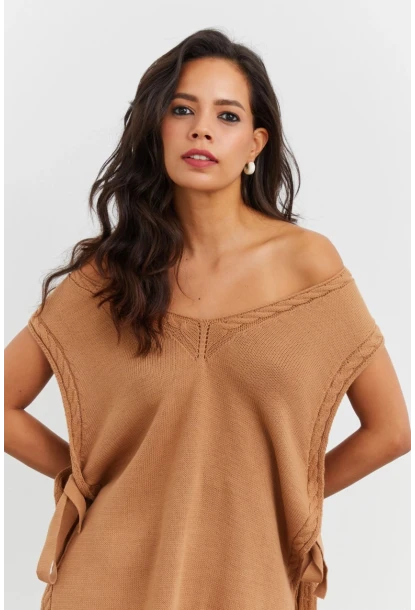 Kadın Camel Triko Süveter YV103