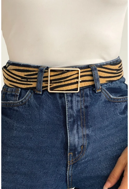 Kadın Camel Zebra Desen Kemer BE608