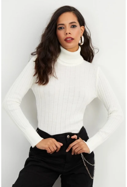 Kadın Ekru Balıkçı Kazak YV99