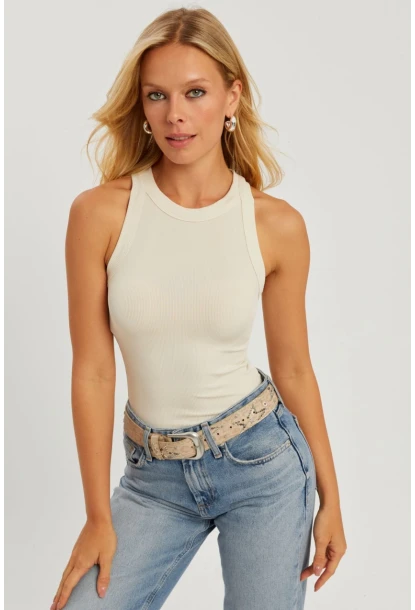 Kadın Ekru Fitilli Bluz AYD317