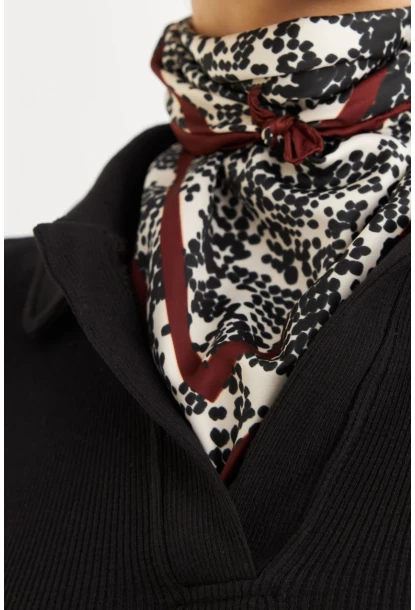 Kadın Ekru-Kahve Saten Fular FİR100