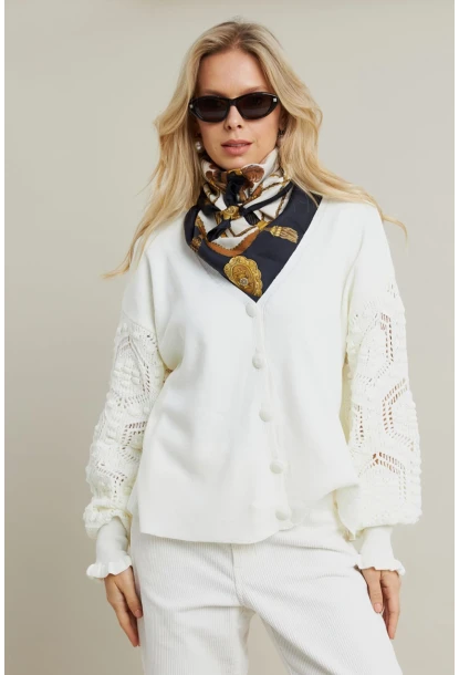 Kadın Ekru Kolları Örme Hırka MSE800