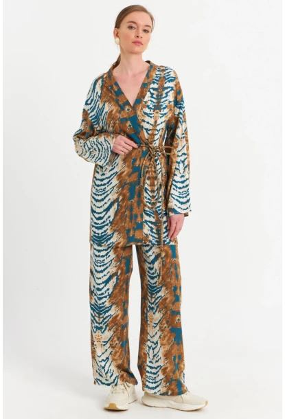 Kadın Ekru-Mavi Alt Üst Takım MGÇ202