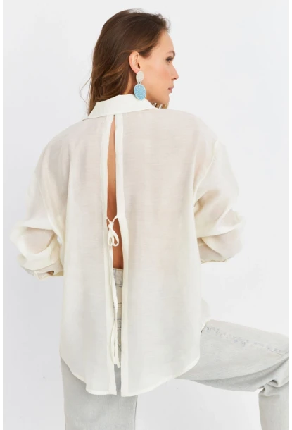 Kadın Ekru Sırtı Açık Gömlek MOD2369-90