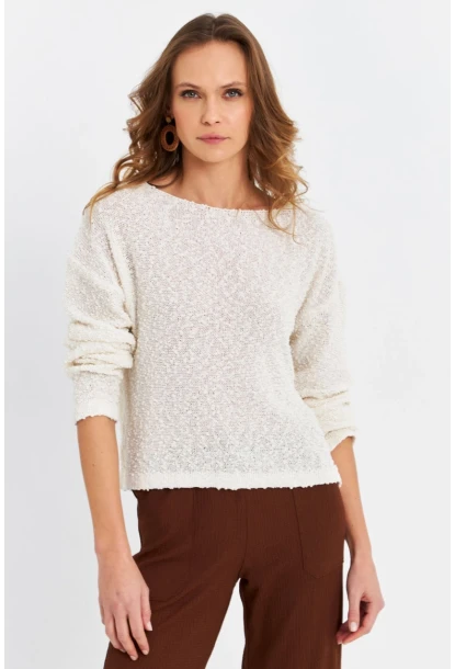 Kadın Ekru Triko Bluz YV322