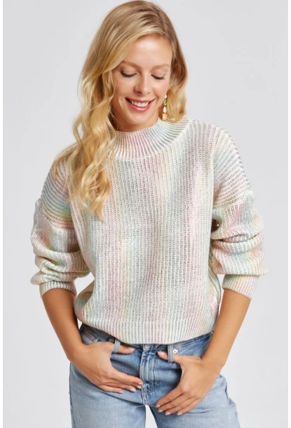 Kadın Ekru Varakli Triko Bluz SF2529