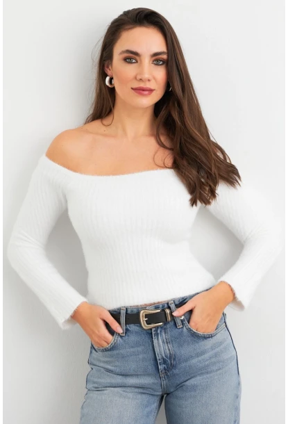 Kadın Ekru Yumuşak Dokulu Bluz SE7