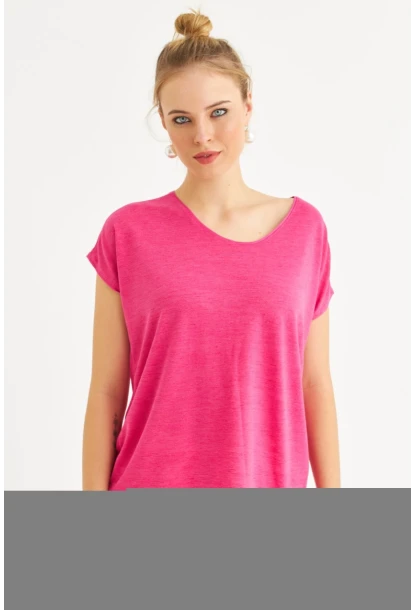 Kadın Fuşya Basic Bluz AYD410