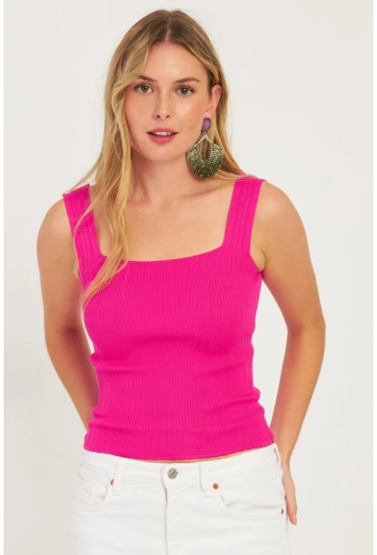 Kadın Fuşya Triko Bluz SMT224