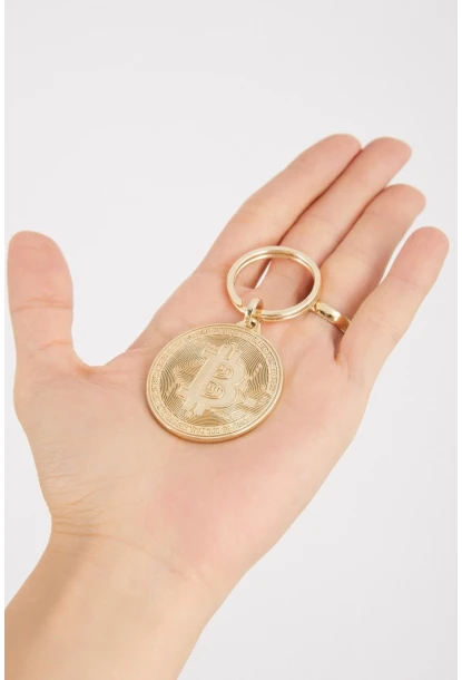 Kadın Gold Rengi Bitcoin Anahtarlık BE604