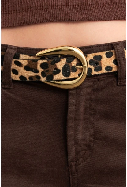 Kadın Gold Rengi Desenli Kemer BE710