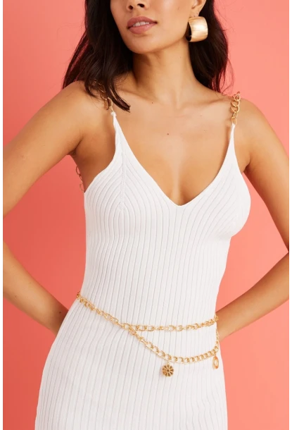 Kadın Gold Rengi Zincir Kemer BE533