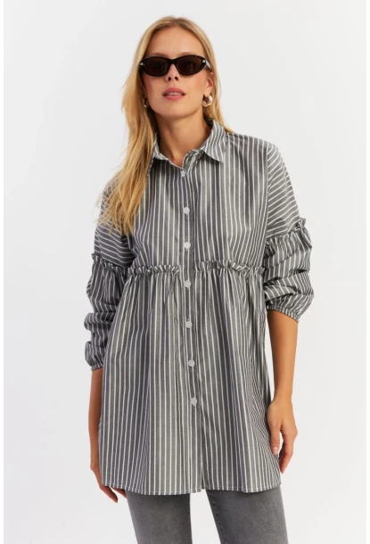 Kadın Gri Tunik Gömlek MASF12