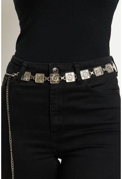 Kadın Gümüş Rengi Zincir Kemer BE1008