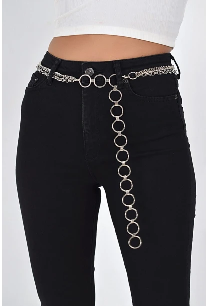 Kadın Gümüş Rengi Zincir Kemer BE165