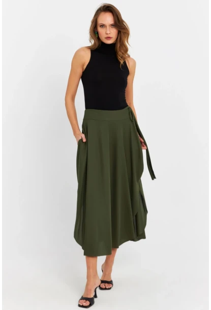 Kadın Haki Asimetrik Etek LV52