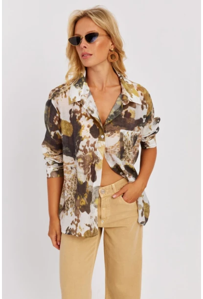 Kadın Haki Dokuma Gömlek KED150