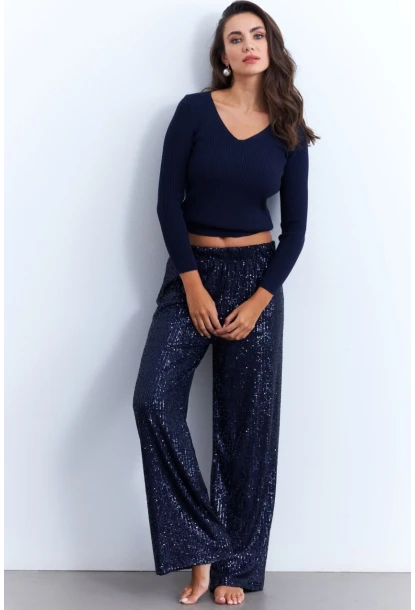 Kadın İndigo Payetli Pantolon SHR8