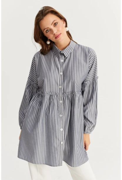 Kadın İndigo Tunik Gömlek MASF12