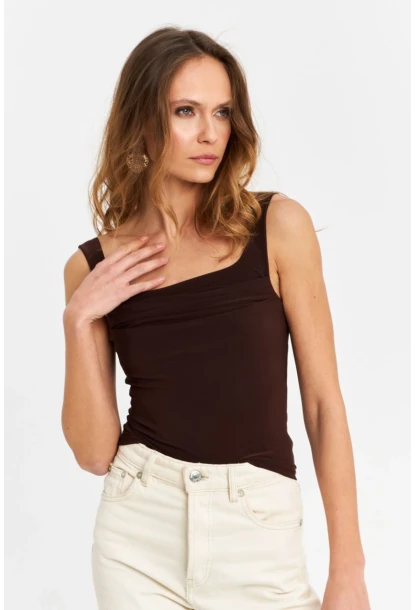 Kadın Kahve Degaje Yaka Askılı Atlet GÇ199