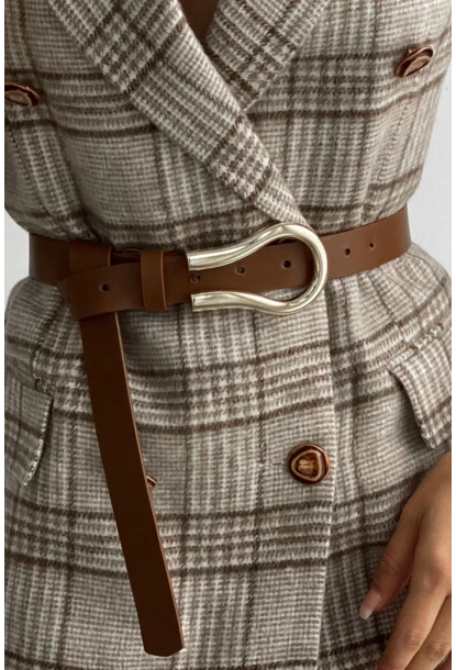 Kadın Kahve Oval Tokalı Kemer BE606