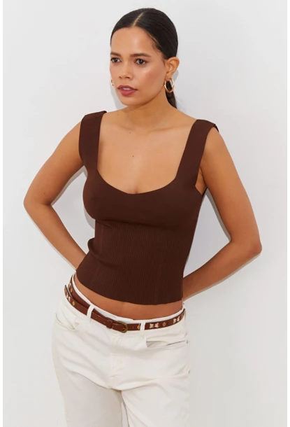 Kadın Kahve Triko Atlet YV117